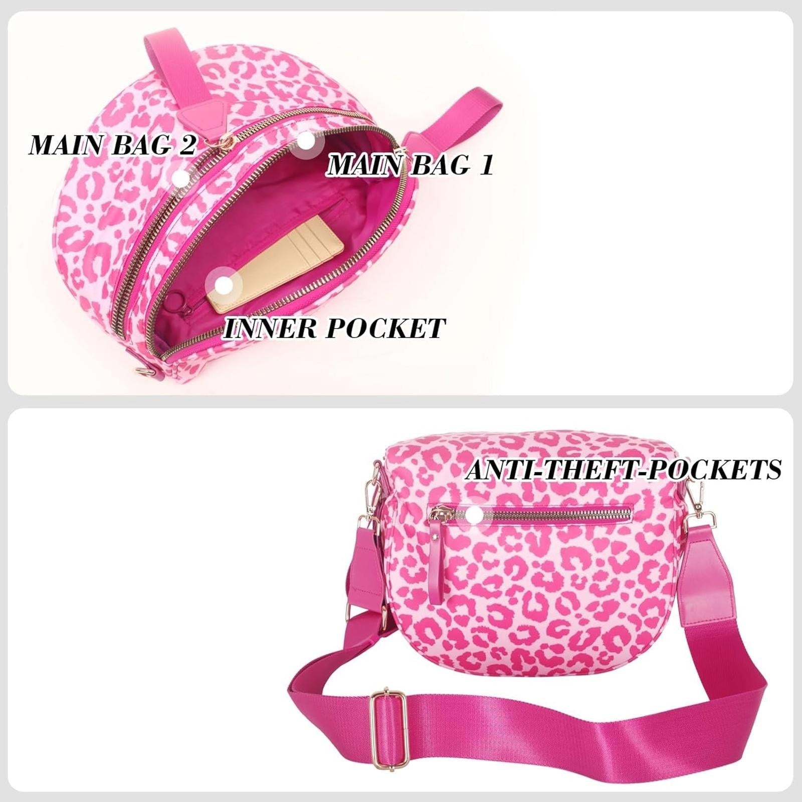 Leopard Crossbody Bag for Women — Large, Lightweight, Adjustable Strap