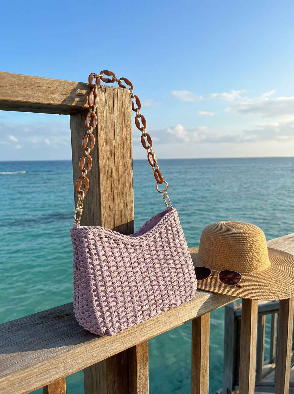 Colorful Woven Straw Shoulder Bag