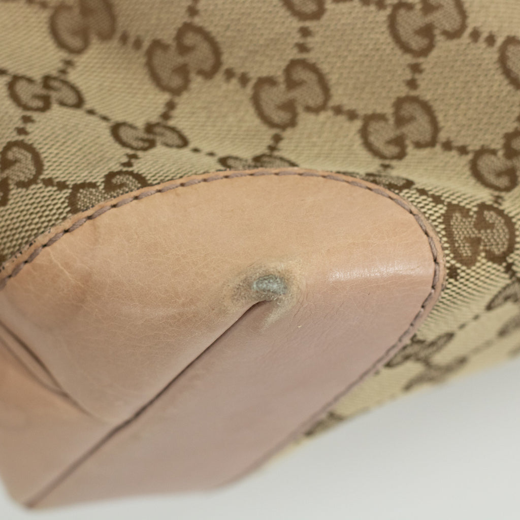 Gucci Pink & Gold GG Surpreme Canvas Stirrup Tote Bag #1713