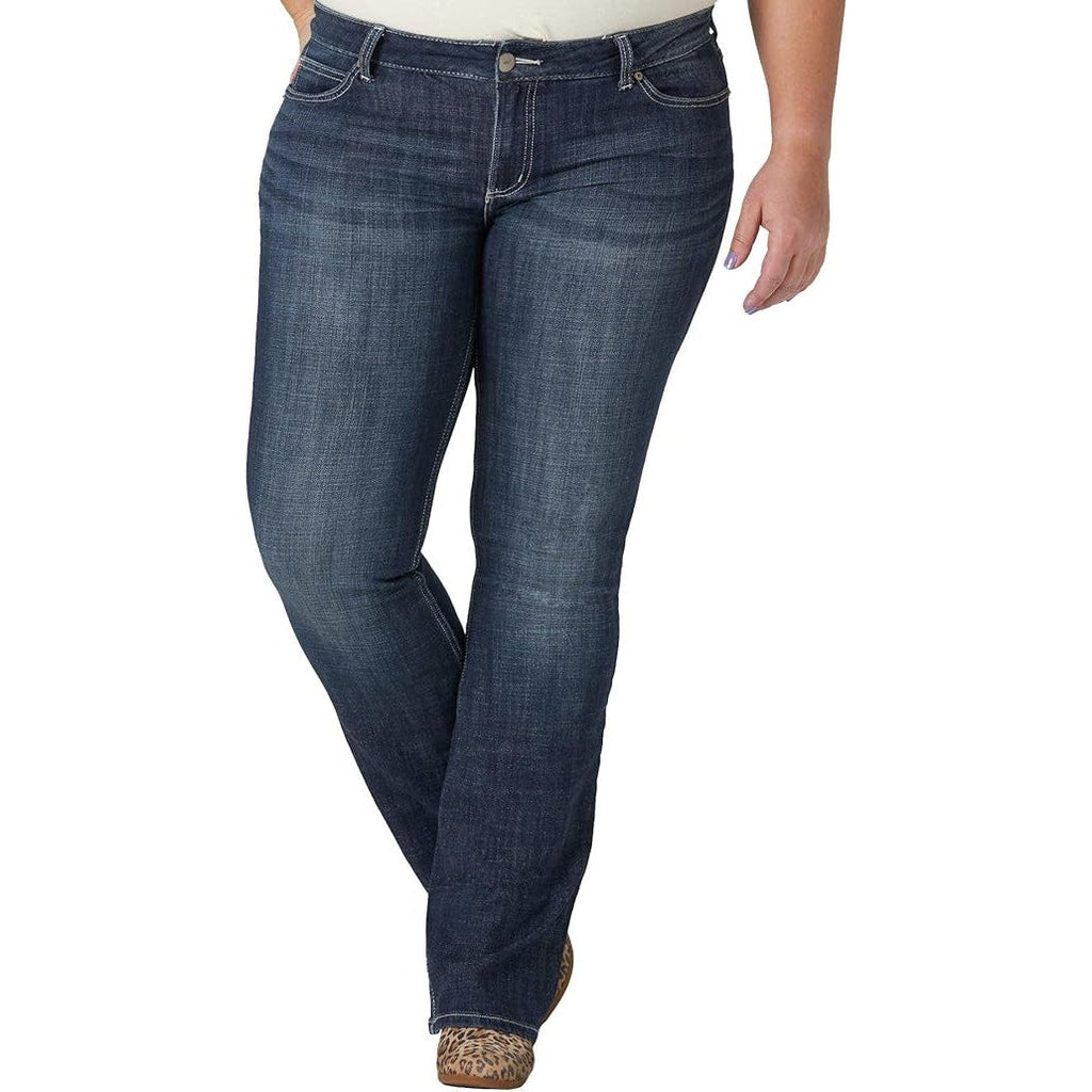 NWT New Wrangler Womens Plus Size 26W Cotton Blend Boot Cut Denim Blue Jeans