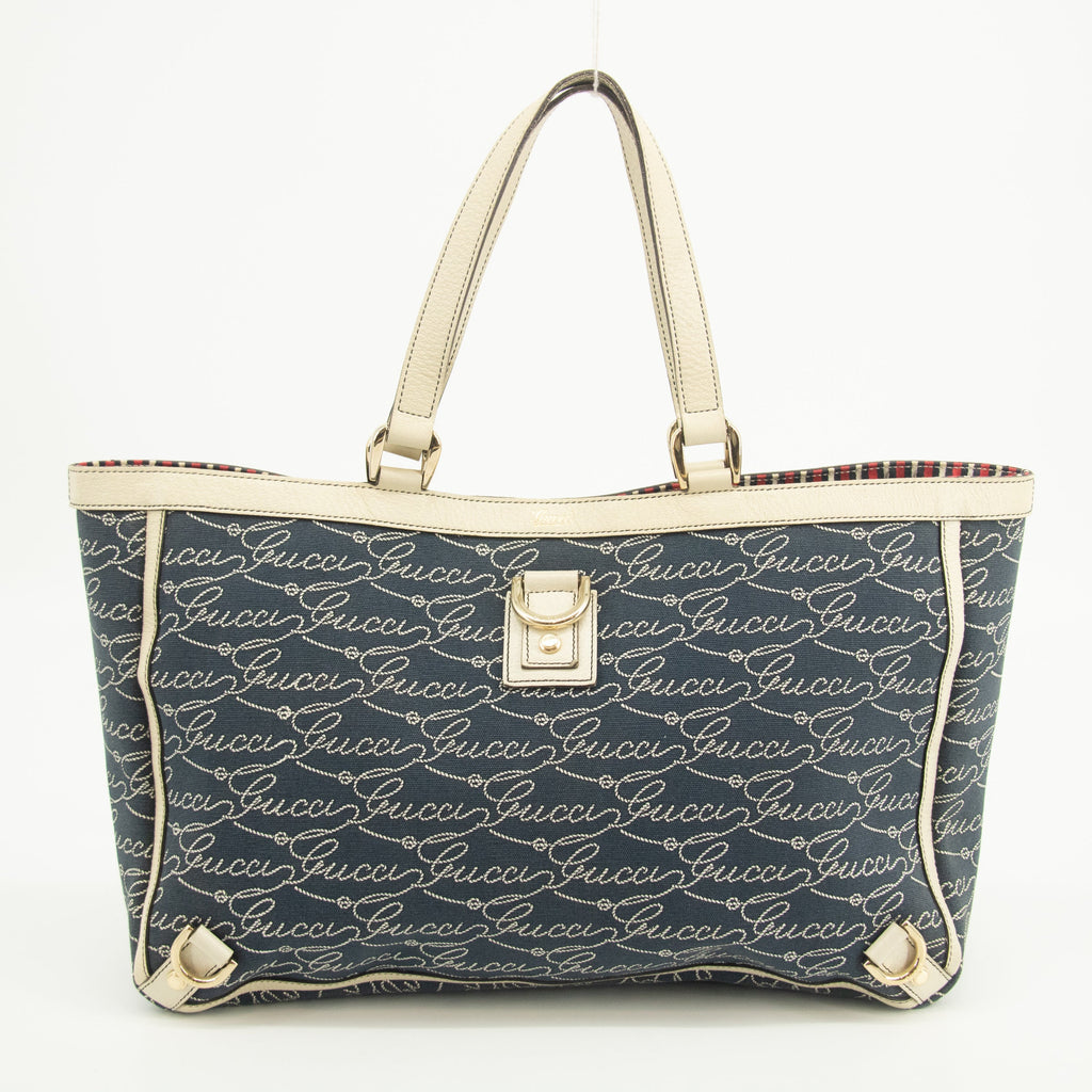 Gucci Canvas Abbey Insignia Blue Tote Bag  #2577
