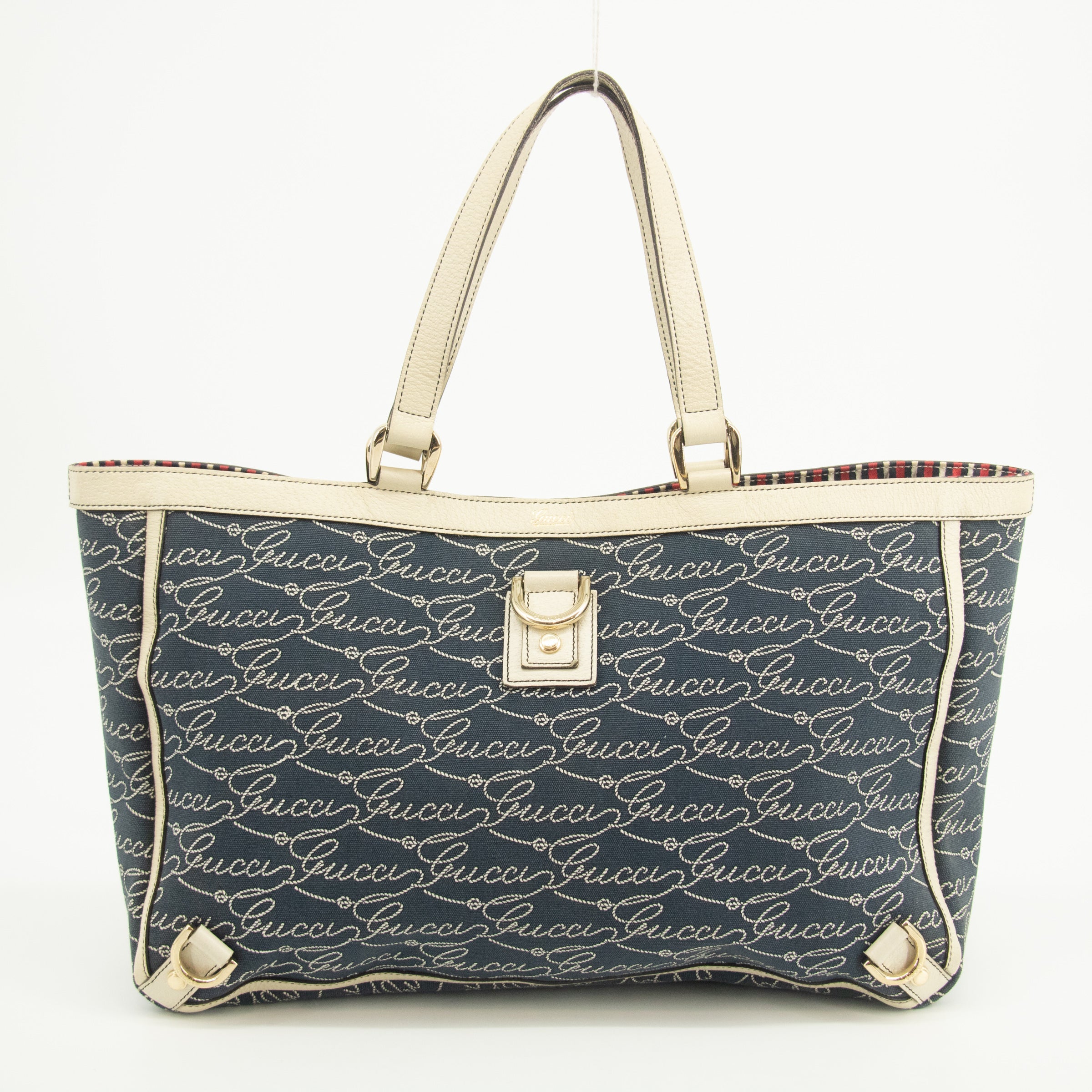 Gucci Canvas Abbey Insignia Blue Tote Bag  #2577