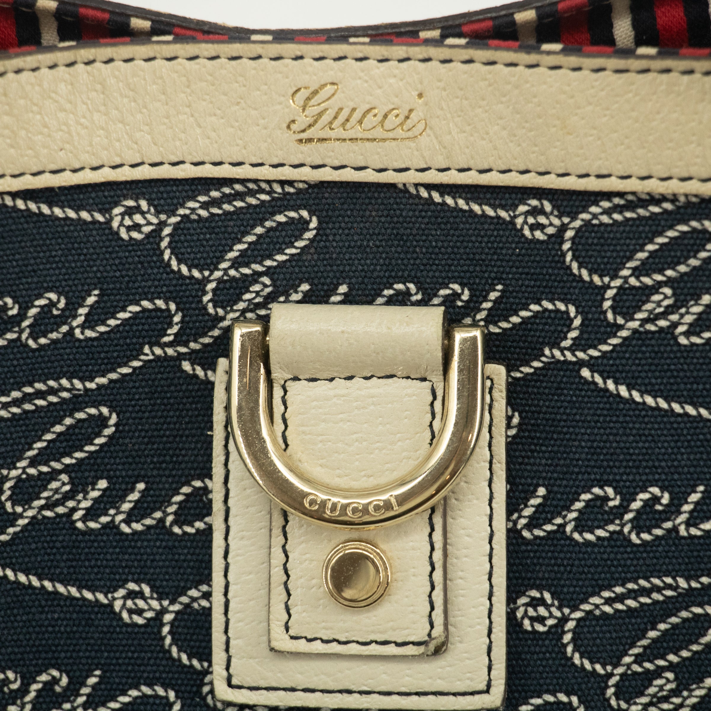 Gucci Canvas Abbey Insignia Blue Tote Bag  #2577
