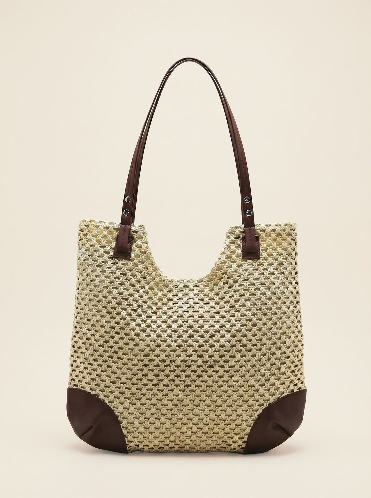Woven Hollow-Out Shoulder Tote Bag