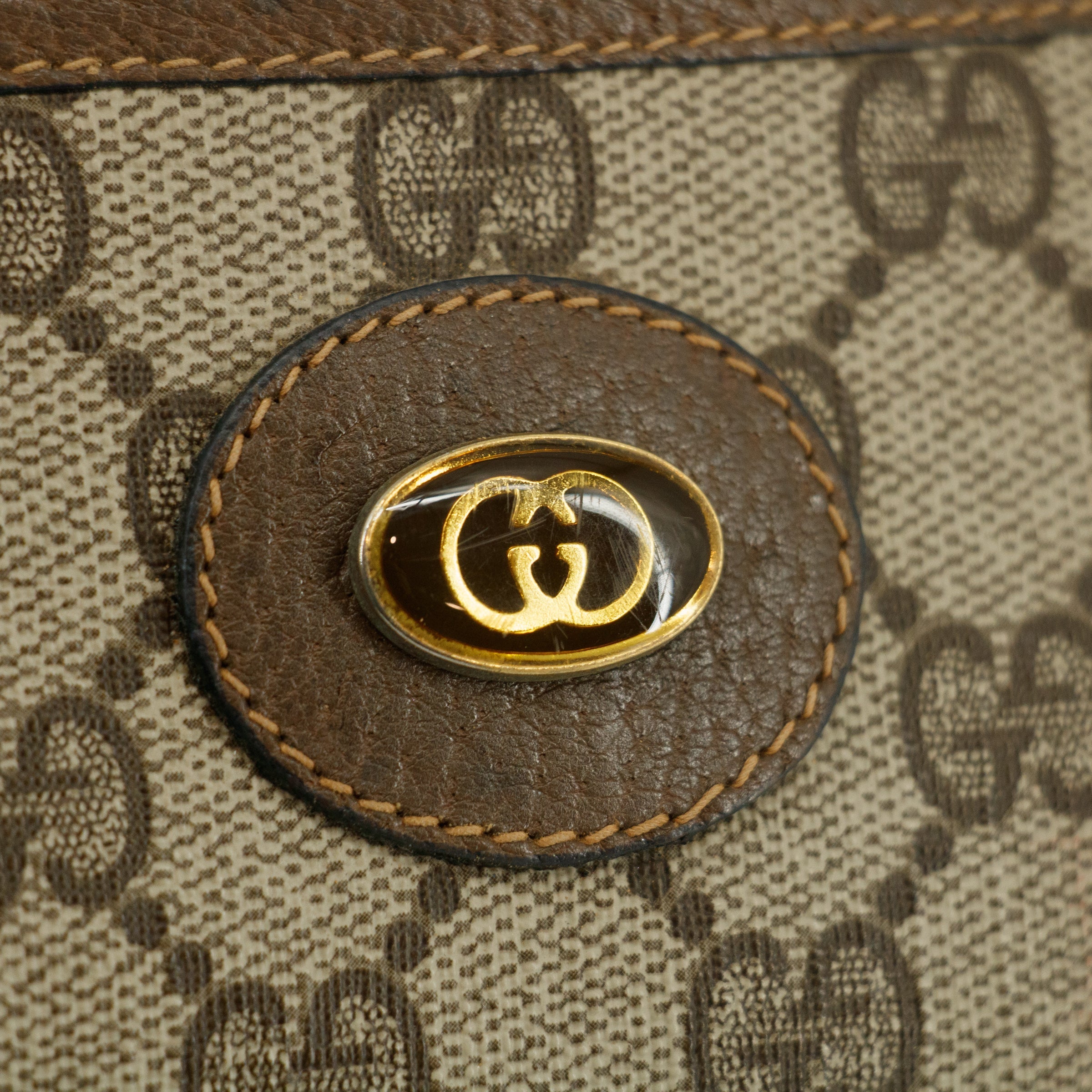 Gucci GG Canvas Coated Brown 2Way Interlocking Shoulder Bag #3198