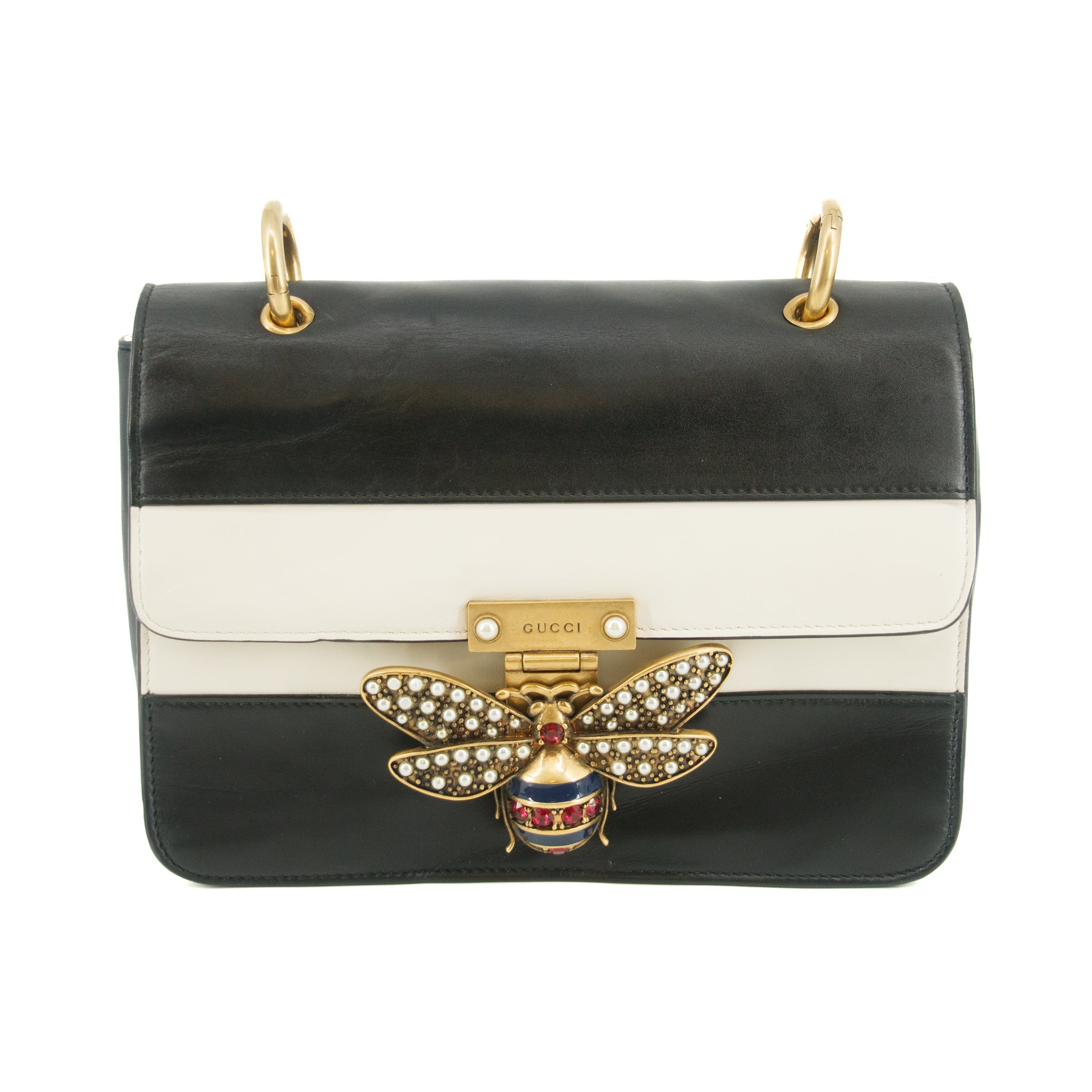 Gucci Black x Ivory Queen Margaret Leather Shoulder Bag #4622