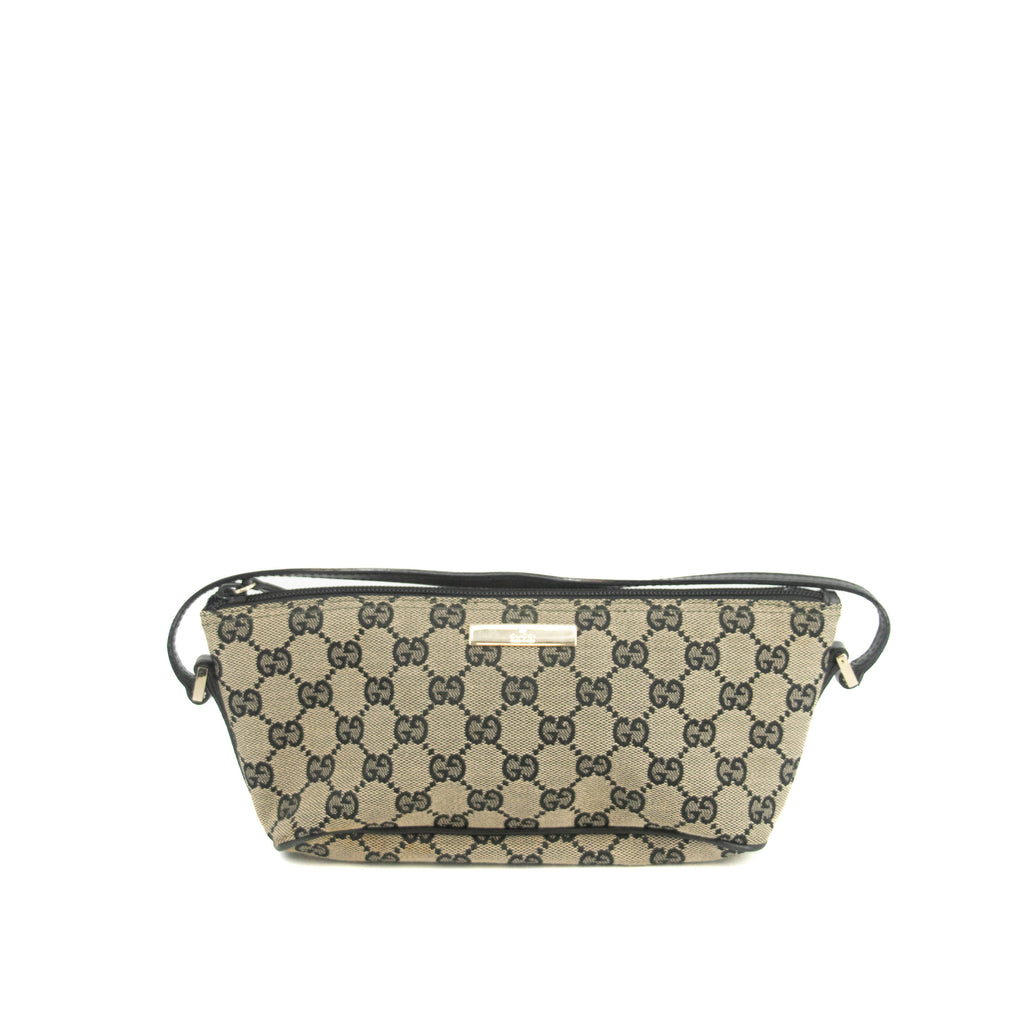 Gucci GG Canvas Black Beige x Black Pochette Bag #4695