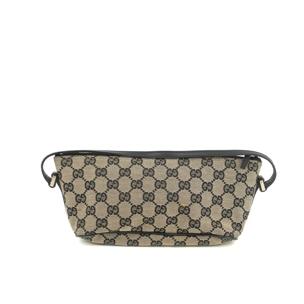 Gucci GG Canvas Black Beige x Black Pochette Bag #4695