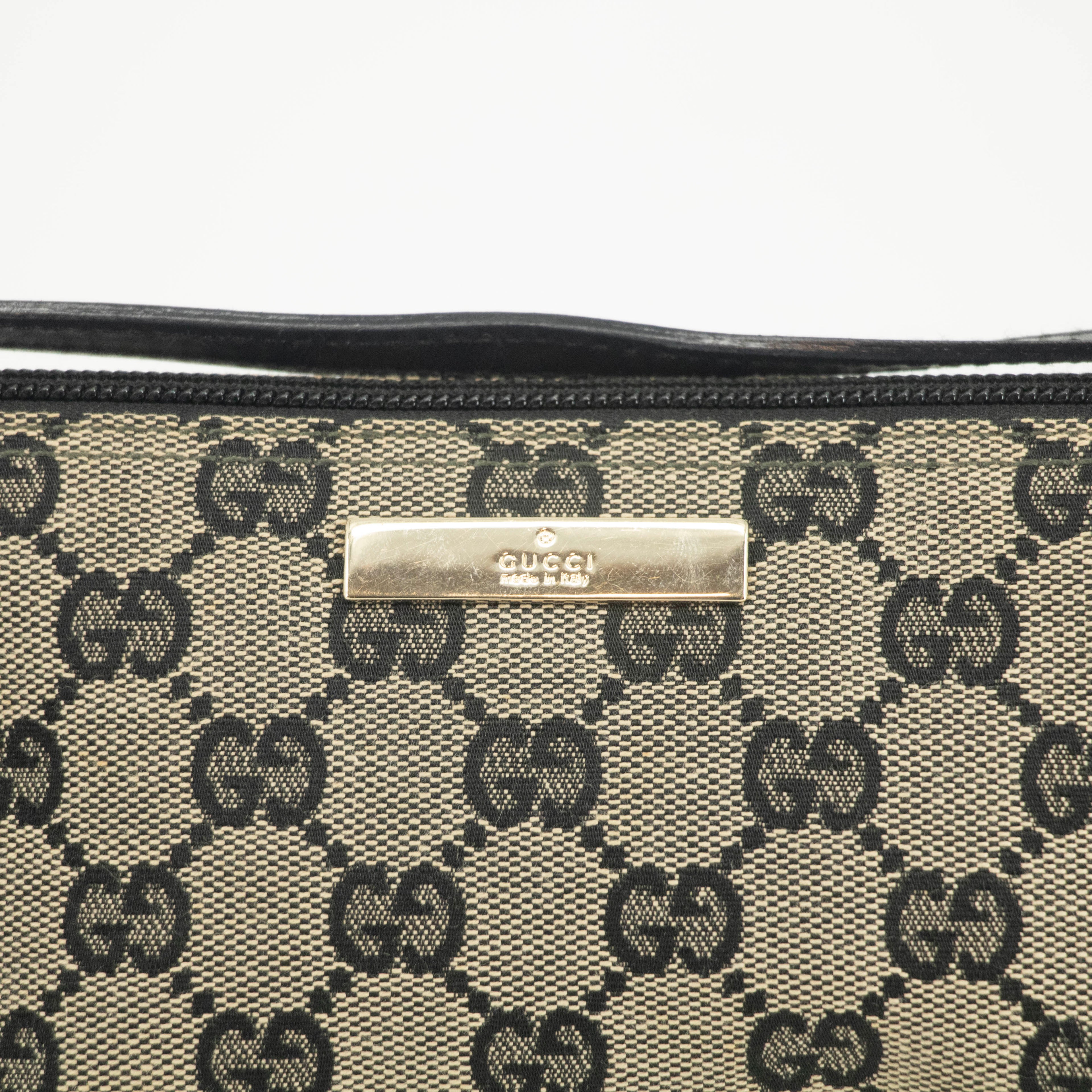 Gucci GG Canvas Black Beige x Black Pochette Bag #4695