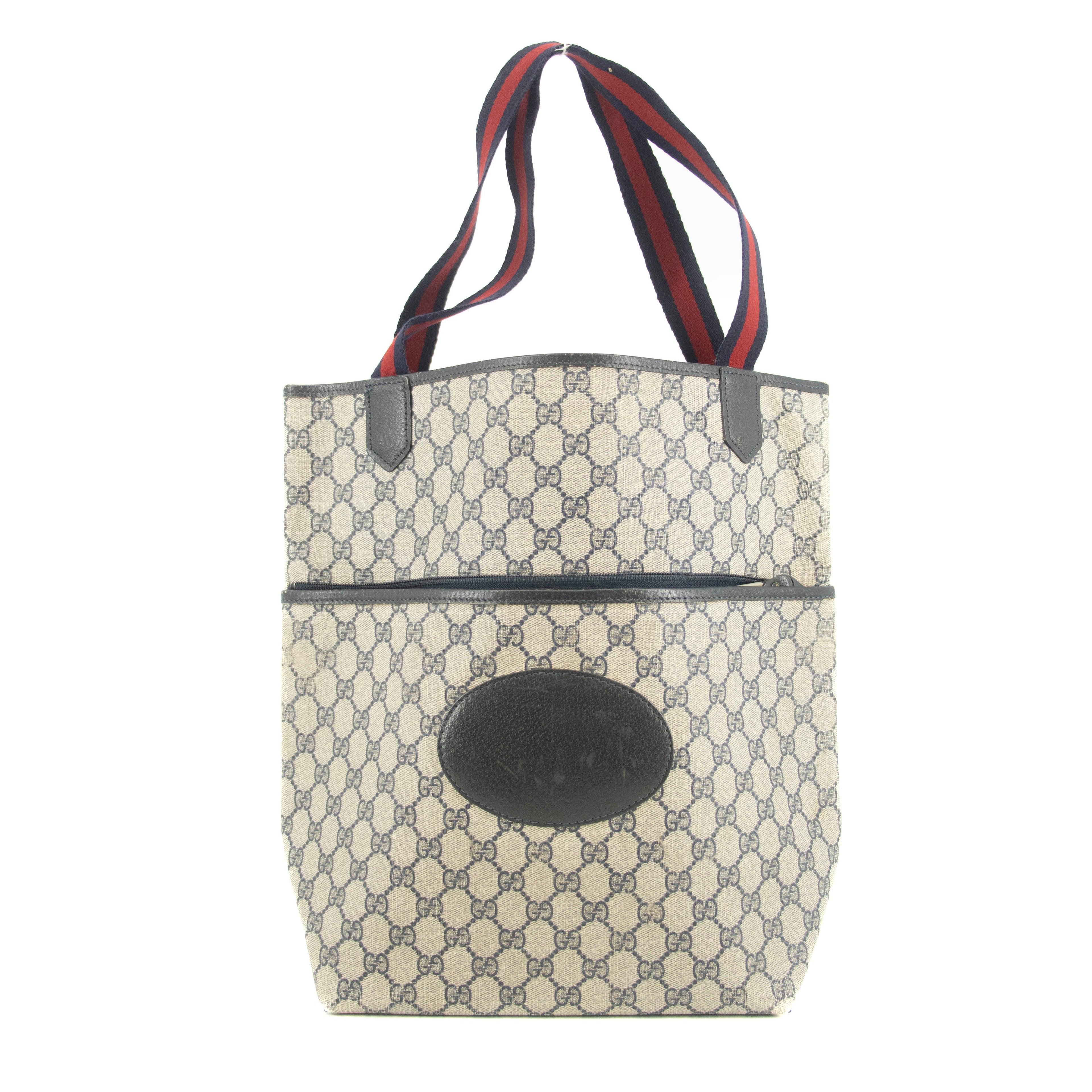 Gucci Navy GG Canvas Coated Vintage Tote Bag #4705