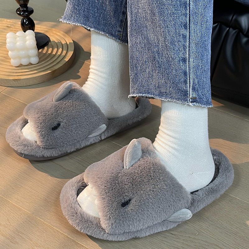 Unisex Shark Slippers | Fluffy Faux Fur House Shoes for Women & Men