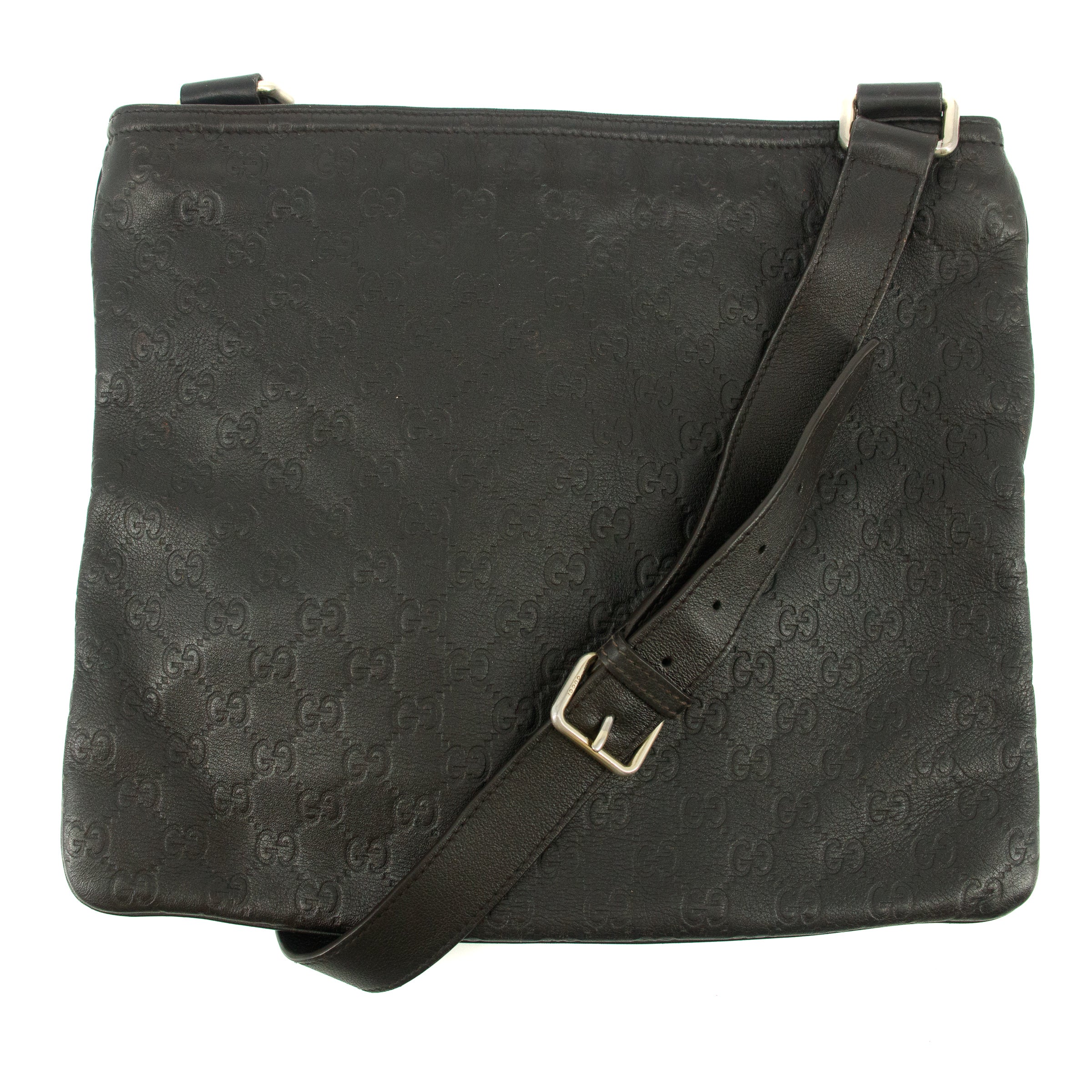 Gucci GG Guccisima Leather Black Slim Messanger Bag #5289