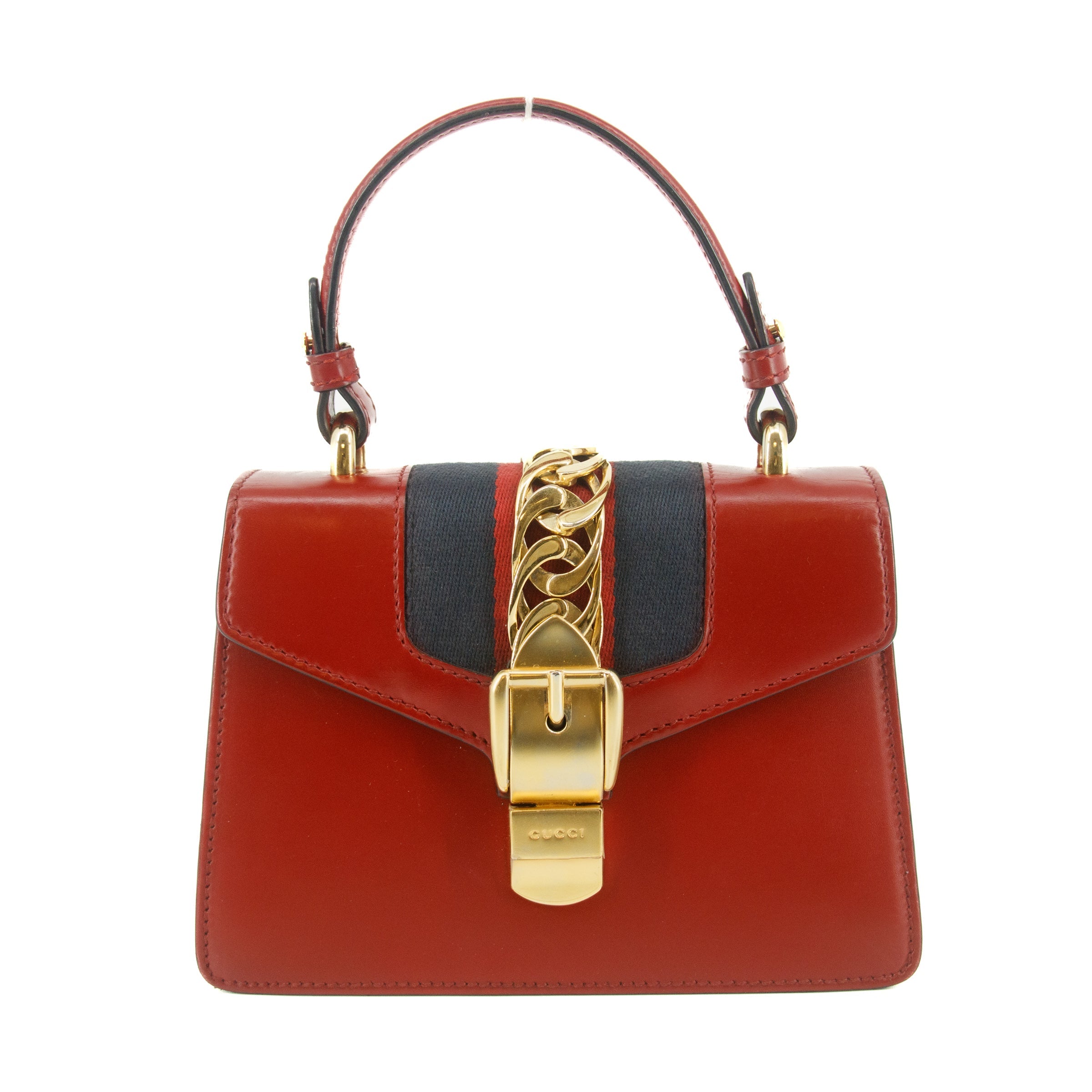 Gucci Red Sylvie Sherry Line Leather Shoulder Bag #8504