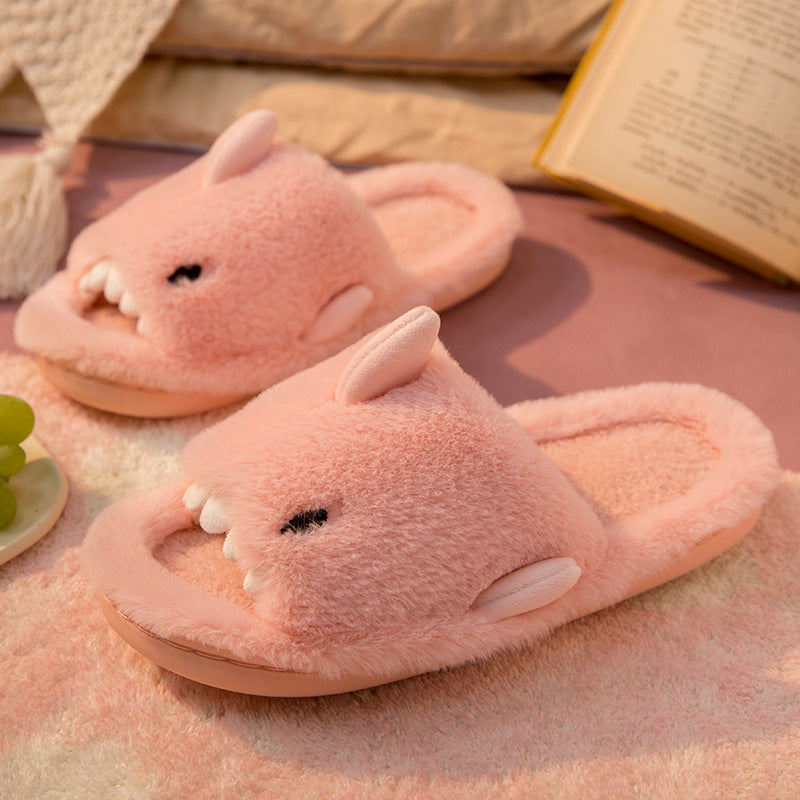 Unisex Shark Slippers | Fluffy Faux Fur House Shoes for Women & Men
