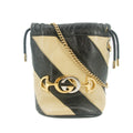 Gucci Calfskin Diagonal Striped Mini Bucket Bag Black #9218