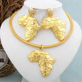 African Gold Color Jewelry Set for Women Large Earrings and Pendant Italian Luxury Necklace Bangle Ring Weddings Jewellery Gift