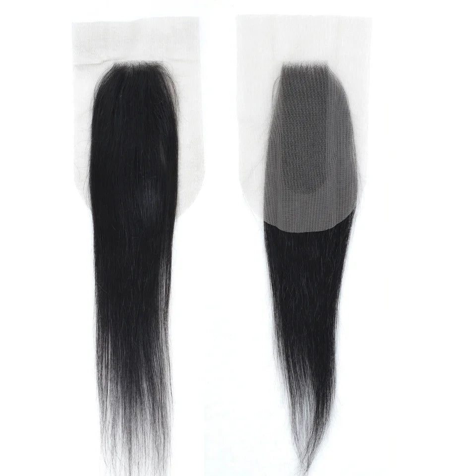 Straight Top Lace Closure | Middle Part Transparent Swiss Lace 100% Human Hair (180% Density)