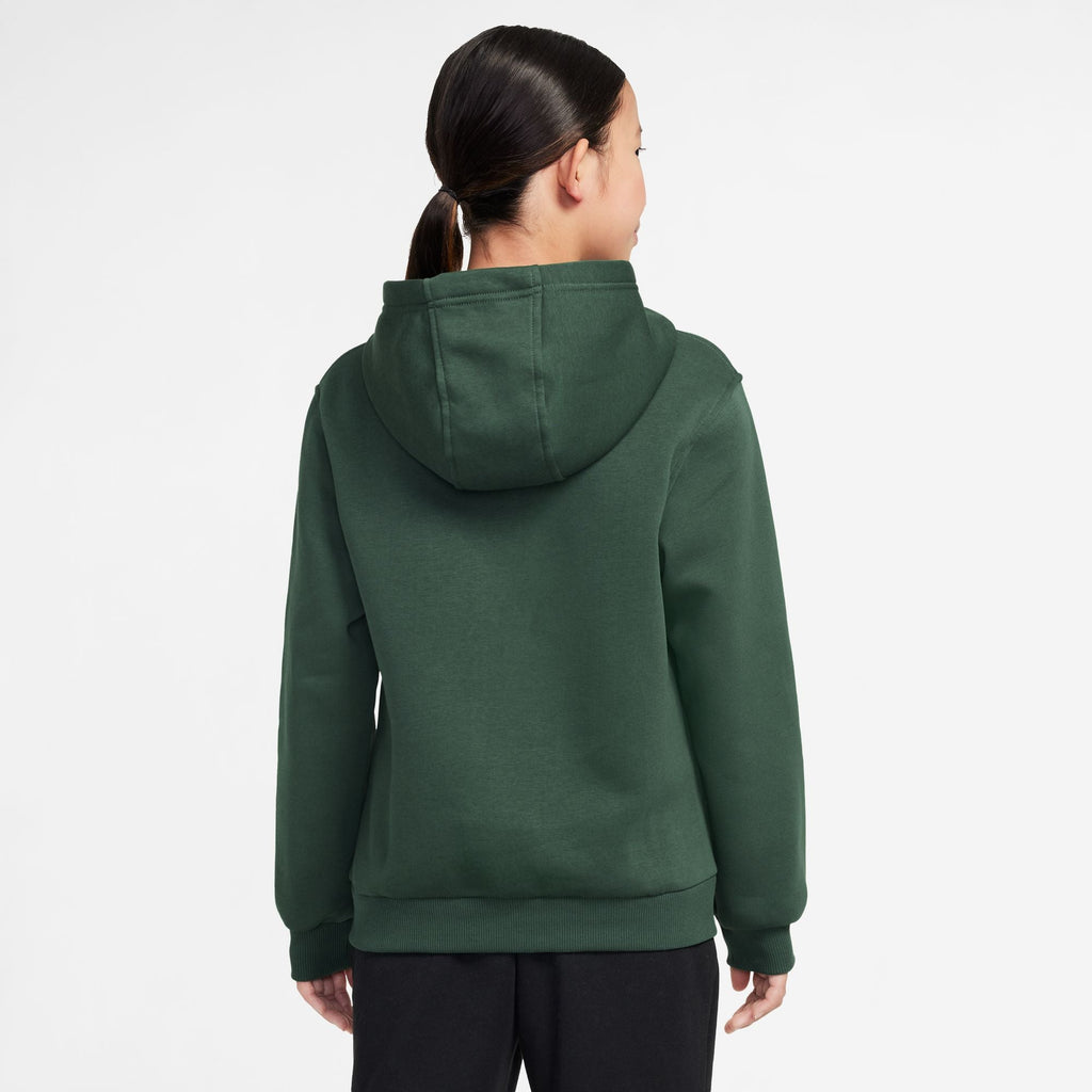 Nike Big Kids Fleece Pullover Hoodie - Fir/White