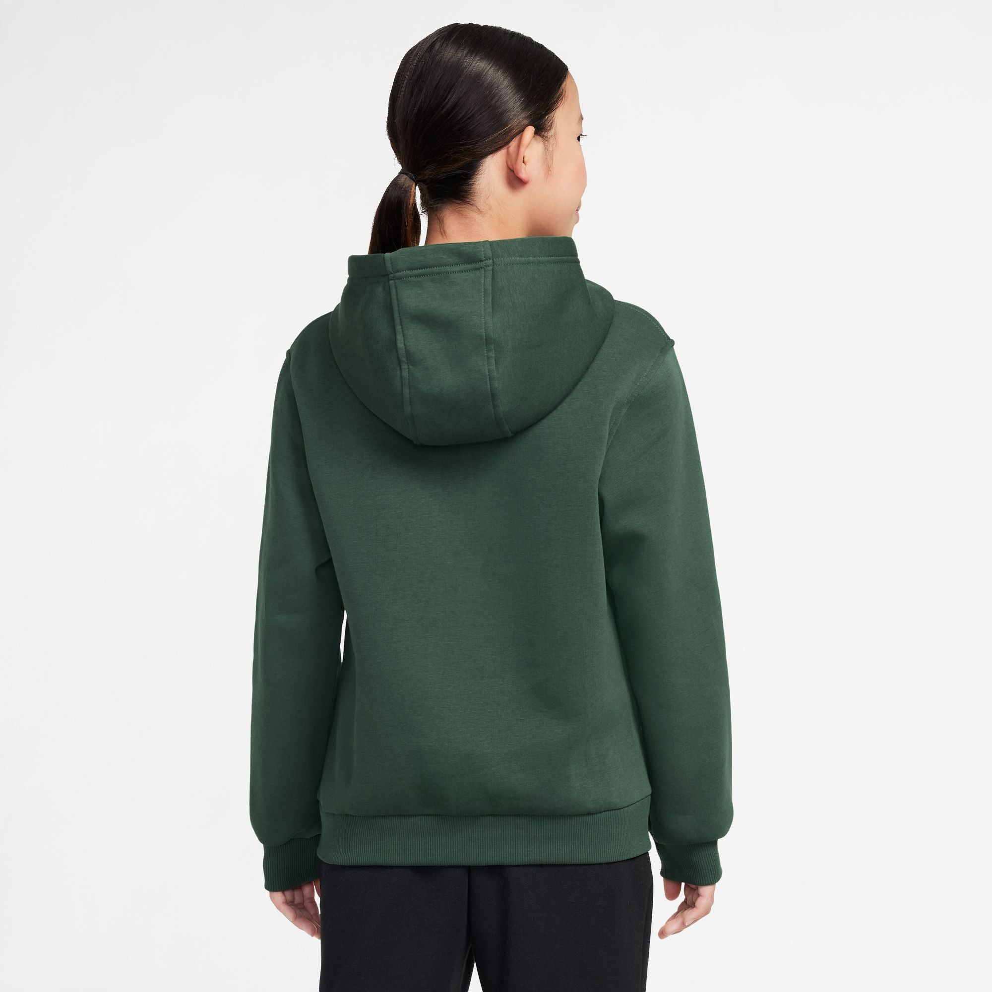 Nike Big Kids Fleece Pullover Hoodie - Fir/White