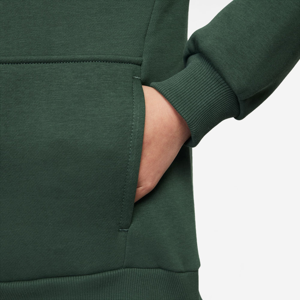 Nike Big Kids Fleece Pullover Hoodie - Fir/White