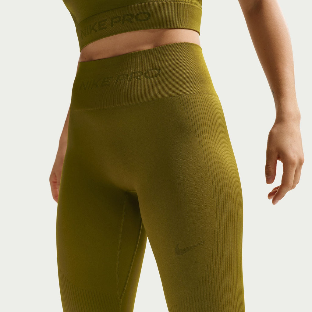 Nike Womens Pro Seamless High-Waisted Leggings - Olive Flak