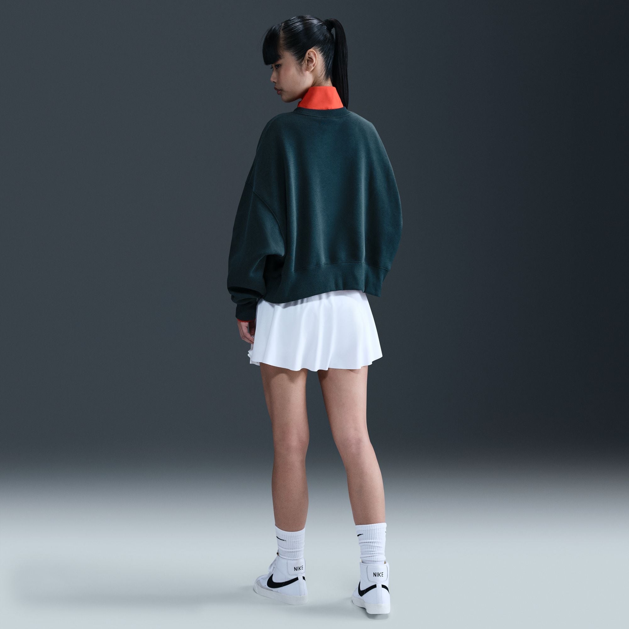 Nike Womens Phoenix Fleece Cropped Crewneck - Armory Navy