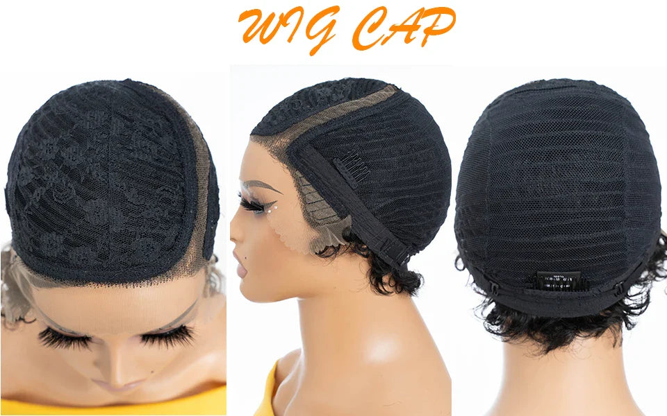 Natural Black Pixie Cut Wig | Short Curly Bob 13x1 Lace Front Human Hair (Pre-Plucked)