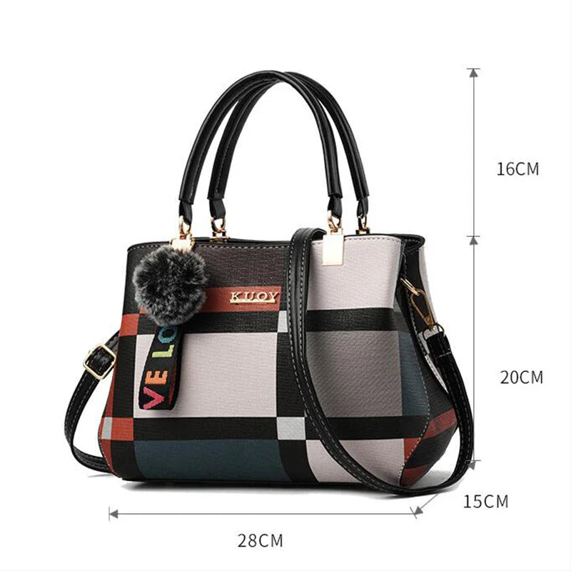 Elegant Designer Handbags for Women | PU Leather Crossbody Messenger Bag with Hairball (Girls Shoulder Bag, Top-Handle Tote)