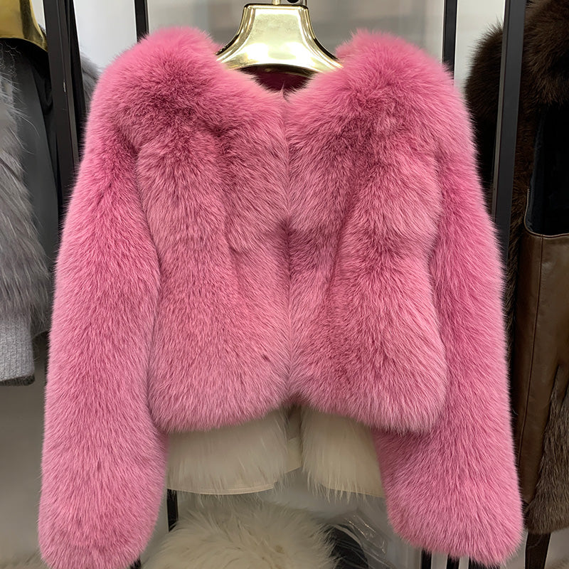 Bomber Jacket Fox Fur Coat Women's