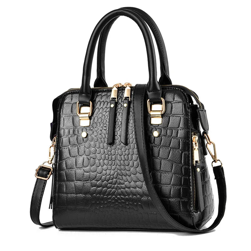Luxury Crocodile Pattern Handbag for Women | Winter New PU Leather Tassel Shoulder Bag (Brands Design Handle Bag, Lady Purse)