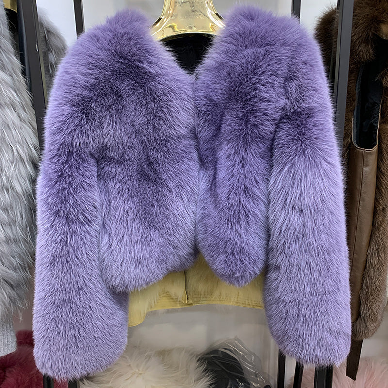 Bomber Jacket Fox Fur Coat Women's
