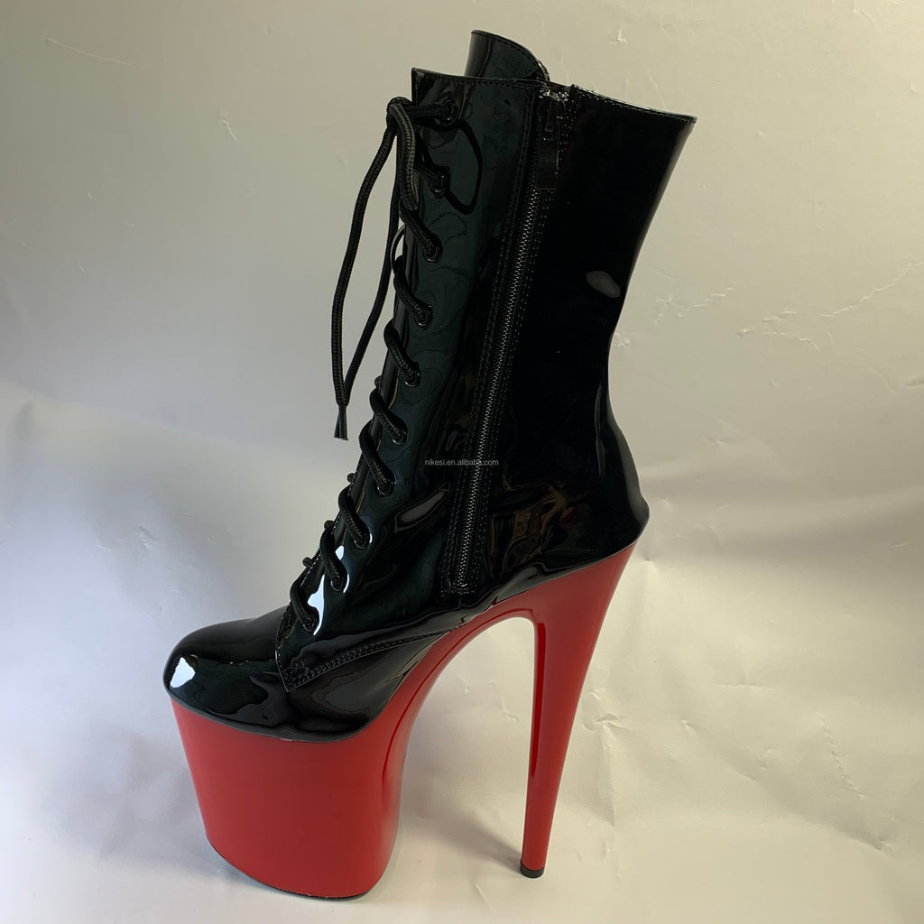 Black Sexy Platform Boots 20cm Heel Women's