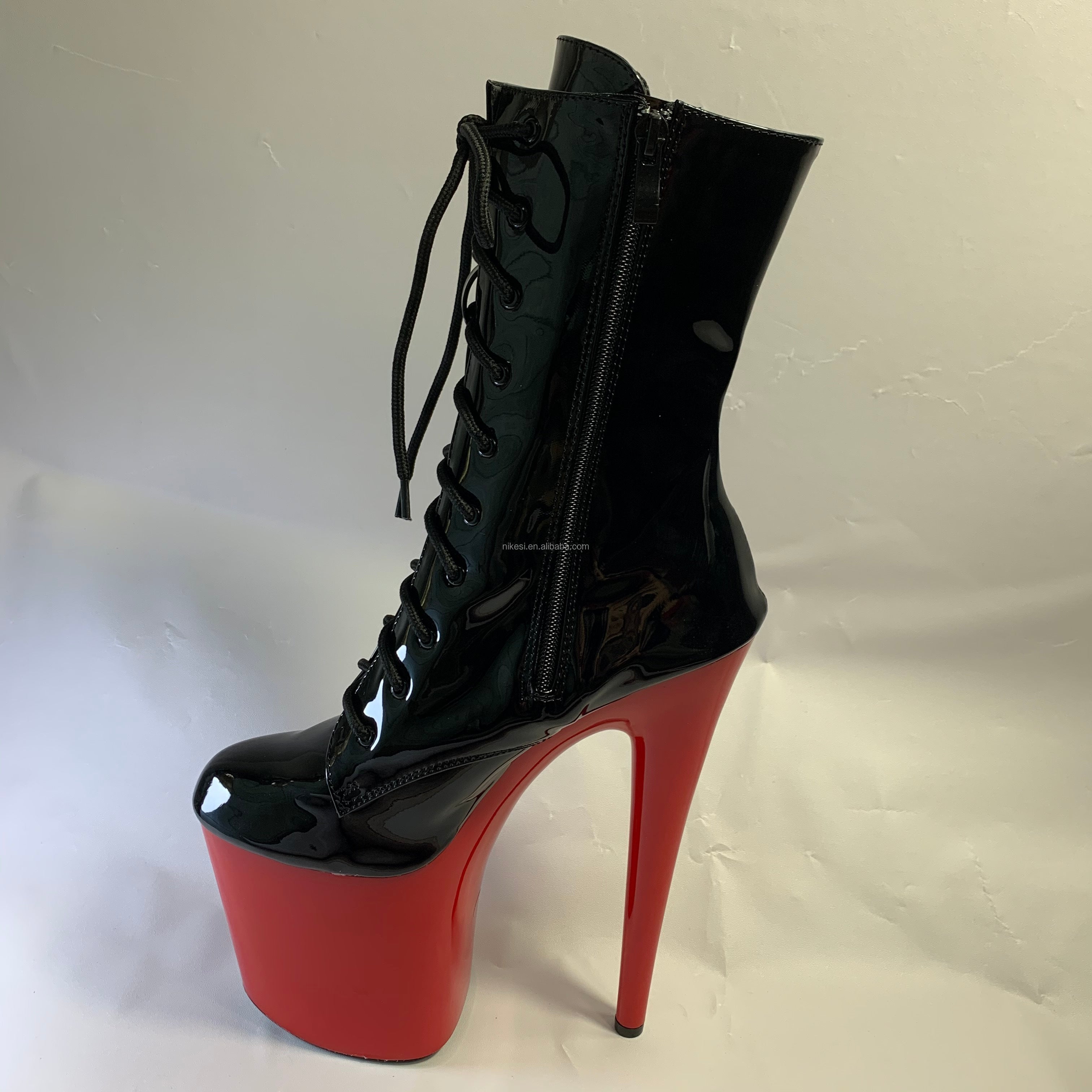 Black Sexy Platform Boots 20cm Heel Women's