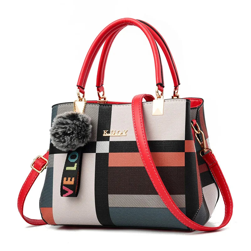 Elegant Designer Handbags for Women | PU Leather Crossbody Messenger Bag with Hairball (Girls Shoulder Bag, Top-Handle Tote)