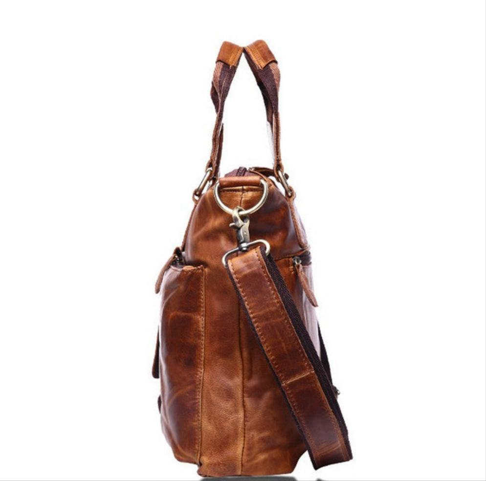 Crazy Horse Handbag Leather Shoulder Messenger Bag Unisex
