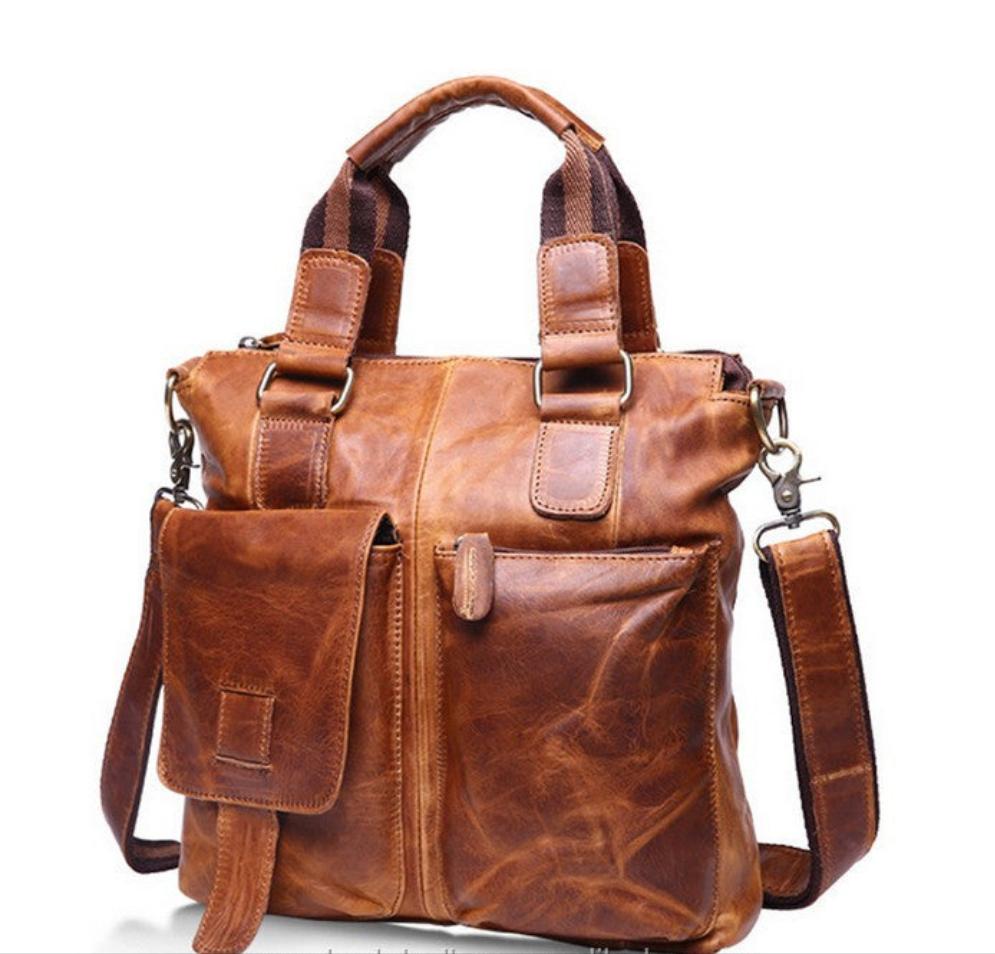 Crazy Horse Handbag Leather Shoulder Messenger Bag Unisex