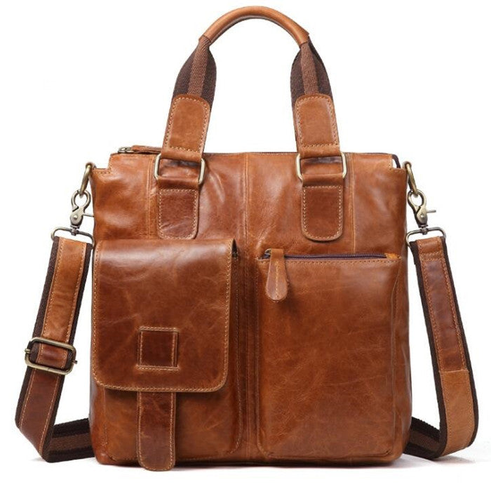 Crazy Horse Handbag Leather Shoulder Messenger Bag Unisex