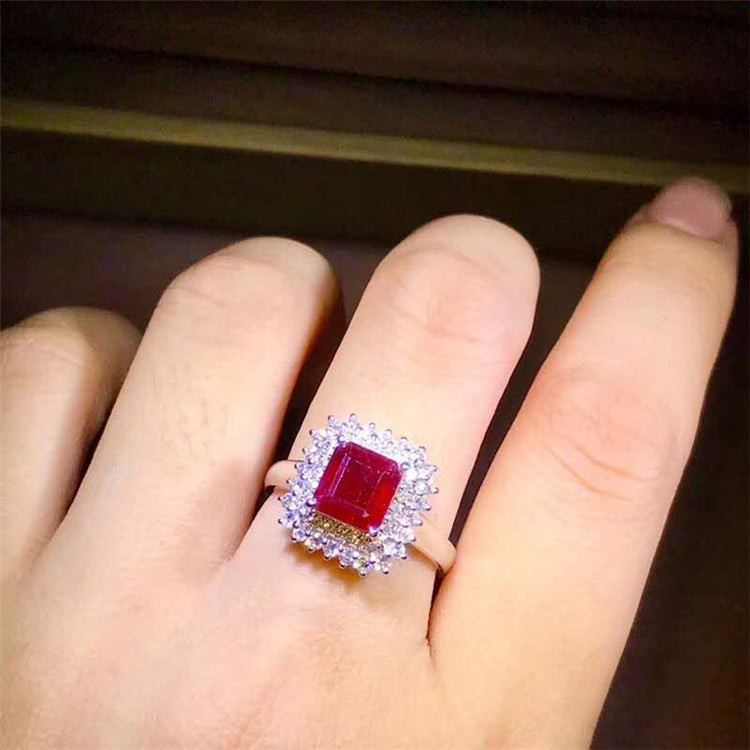 1.9ct Natural Ruby Ring Pigeon Blood Red 18k Gold Wedding Rings Women's