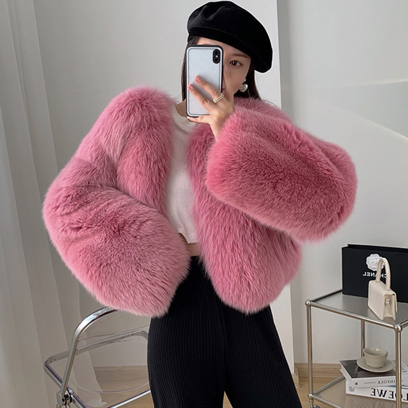 Bomber Jacket Fox Fur Coat Women's