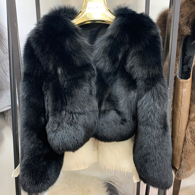 Bomber Jacket Fox Fur Coat Women's