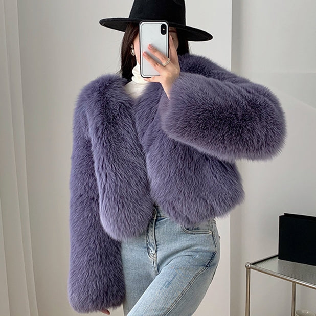 Bomber Jacket Fox Fur Coat Women's