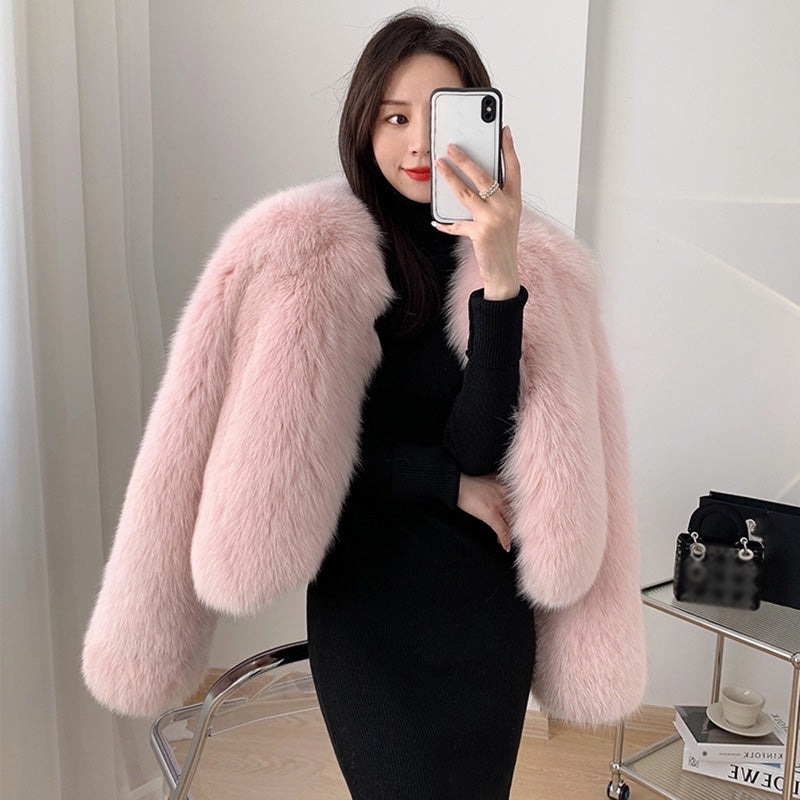 Bomber Jacket Fox Fur Coat Women's