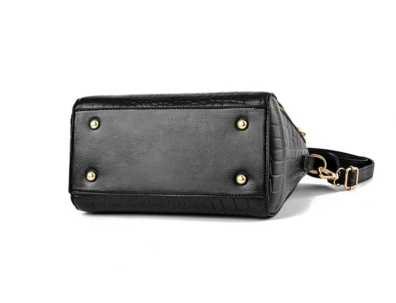 Luxury Crocodile Pattern Handbag for Women | Winter New PU Leather Tassel Shoulder Bag (Brands Design Handle Bag, Lady Purse)
