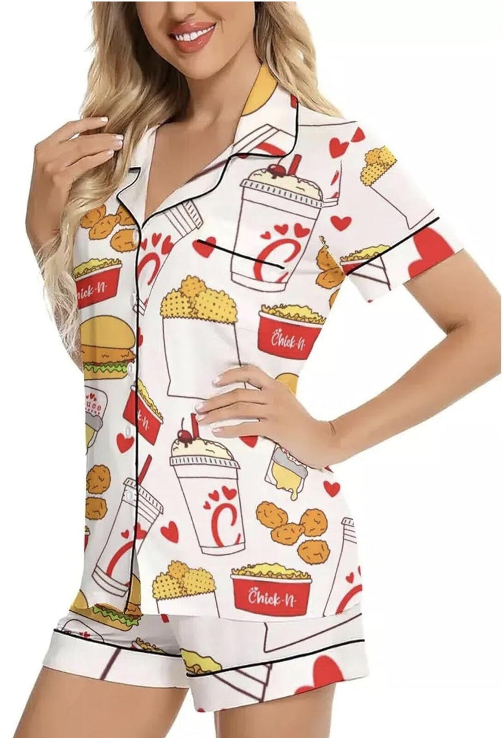 Pajama Set Cream Size Small Cute