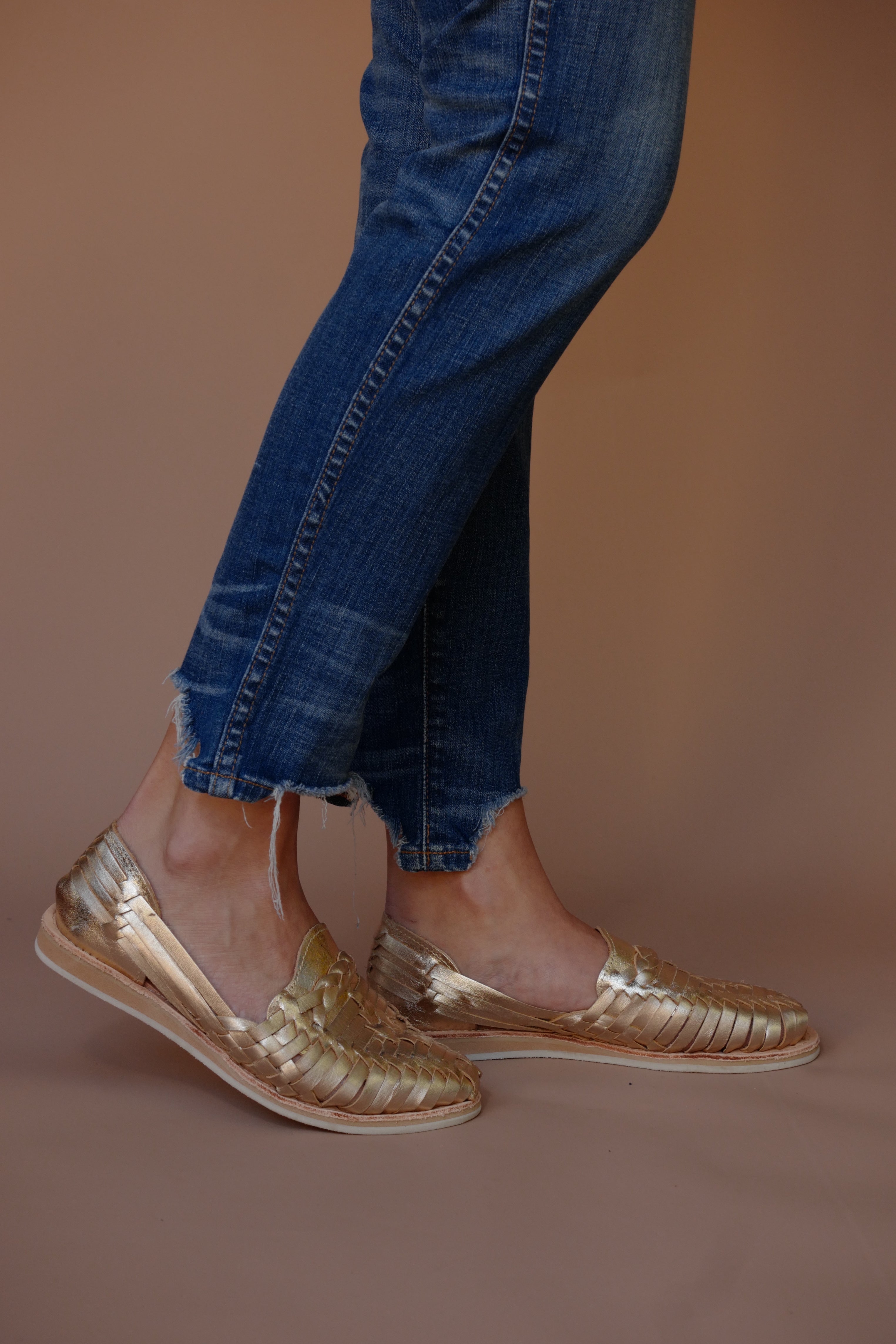 Gold Leather Huarache