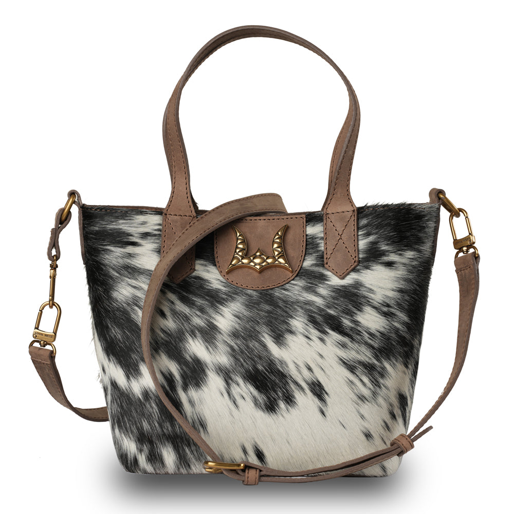 Dakota Medium CrossBody - Black & White Cowhide