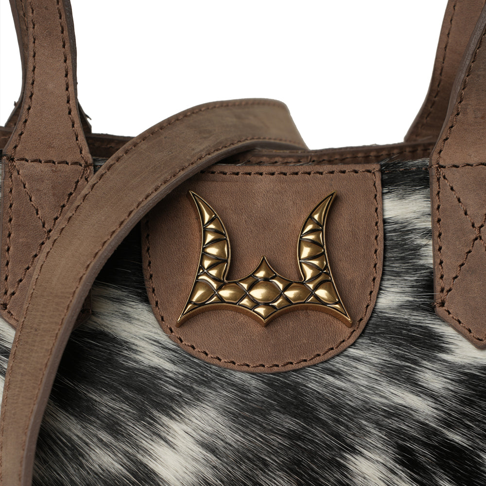 Dakota Medium CrossBody - Black & White Cowhide