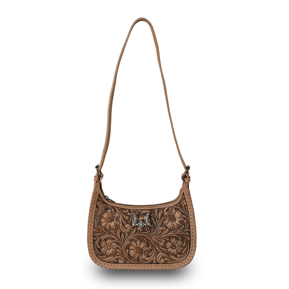 Handtooled Dannia Large Purse - Saddle Brown