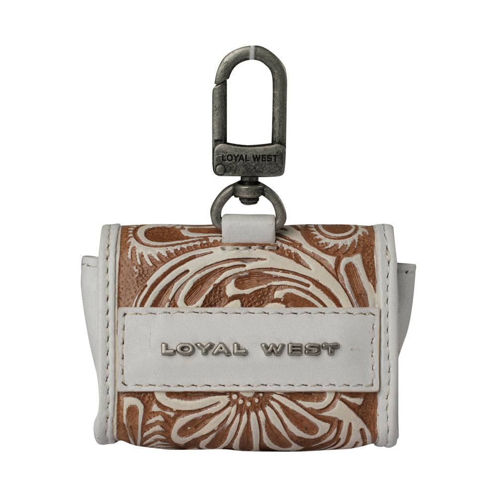 Handtooled Gloriana Clip-On Bag Charm - Ivory Dust