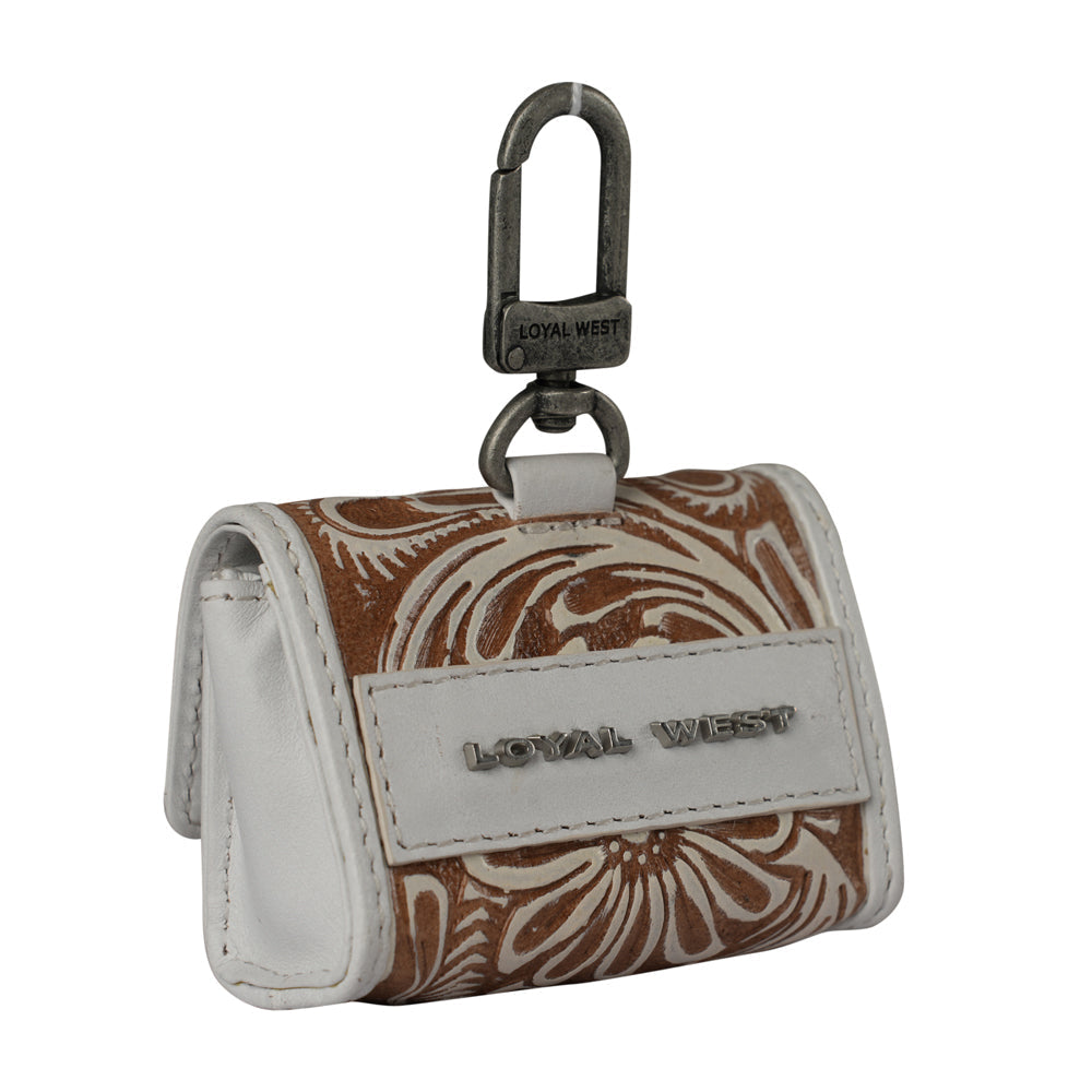 Handtooled Gloriana Clip-On Bag Charm - Ivory Dust